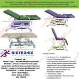 Biotronix Hi Low Height Adjustable Treatment Table/Manipulation Couch/Examination Table Motorized ( Electrical )3 Fold( Section )Remote Controlled Super Deluxe Model Triple Function ( Hi Low Height Adjustment,Backrest and Lower Section Motorized)