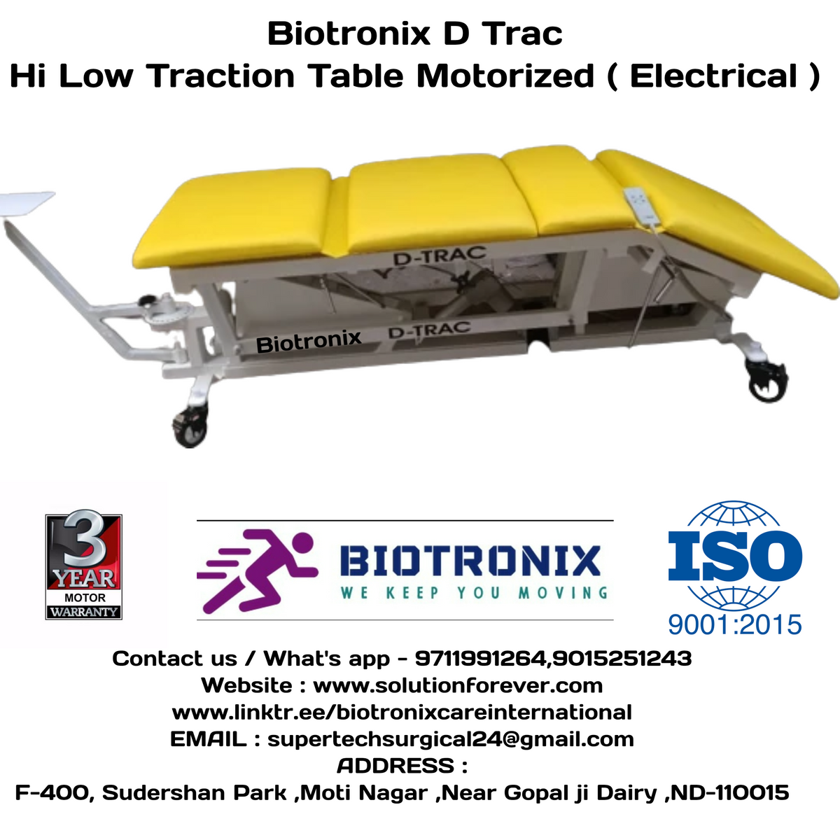 Biotronix D Trac Hi Low Height Adjustable Traction Table Motorized ( E ...