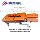 Biotronix Multi Section ( 5 Section ) HI-LOW Postural Drainage Table ( Motorized ) Electrical Dual Function ( Height Adjustable Motorized and Postural Drainage Control) used in Physiotherapy and Rehabilitation