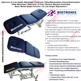 Biotronix Hi Low Height Adjustable Treatment Table/Manipulation Couch/Examination Table Motorized ( Electrical ) 3 Fold ( Section )Remote Controlled Basic Model Single Function ( Hi Low Height Adjustment ) used in Physiotherapy and Rehabilitation