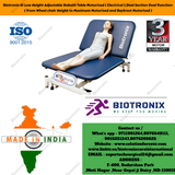 Biotronix Hi Low Height Adjustable Bobath Table Motorized ( Electrical ) Dual Section Dual Function ( From Wheel chair Height to Maximum and Backrest Adjustment Motorized ) used in Physiotherapy and Rehabilitation Adjustment Motorized )