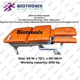 Biotronix Multi Section ( 5 Section ) HI-LOW Postural Drainage Table ( Motorized ) Electrical Dual Function ( Height Adjustable Motorized and Postural Drainage Control) used in Physiotherapy and Rehabilitation