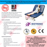 Biotronix Hi Low Height Adjustable Bobath Table Motorized ( Electrical ) Dual Section Dual Function ( From Wheel chair Height to Maximum and Backrest Adjustment Motorized ) used in Physiotherapy and Rehabilitation Adjustment Motorized )