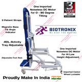 Biotronix Hi Low Height Adjustable Tilt Table Motorized ( Electrical ) Remote Controlled Premium Model used in Physiotherapy and Rehabilitation Make in India with 3 Year Motor Warranty