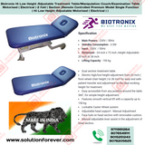 Biotronix Hi Low Height Adjustable Treatment Table/Manipulation Couch/Examination Table Motorized ( Electrical ) 2 fold ( Section )Remote Controlled Basic Model Single Function ( Hi Low ) used in Physiotherapy and Rehabilitation Make in India