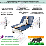 Biotronix Hi Low Height Adjustable Bobath Table Motorized ( Electrical ) Dual Section Dual Function ( From Wheel chair Height to Maximum and Backrest Adjustment Motorized ) used in Physiotherapy and Rehabilitation Adjustment Motorized )