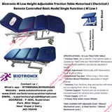 Biotronix Hi Low Height Adjustable Traction Table Motorized ( Electrical ) Remote Controlled Basic Model Single Function ( Hi Low )  used in Physiotherapy and Rehabilitation Make in India with 3 Year Motor Warranty