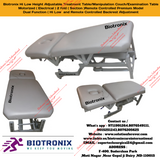 Biotronix Hi Low Height Adjustable Treatment Table/Manipulation Couch/Examination Table Motorized ( Electrical ) 2 fold ( Section )Remote Controlled Premium Model Dual Function ( Hi Low  and Remote Controlled Backrest Adjustment ) used in Physiotherapy