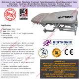 Biotronix Hi Low Height Adjustable Treatment Table/Manipulation Couch/Examination Table Motorized ( Electrical ) 2 fold ( Section )Remote Controlled Premium Model Dual Function ( Hi Low  and Remote Controlled Backrest Adjustment ) used in Physiotherapy