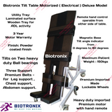 Biotronix Tilt Table Motorized ( Electrical ) Remote Controlled Premium Model used in Physiotherapy and Rehabilitation Make in India with 3 Year Motor Warranty