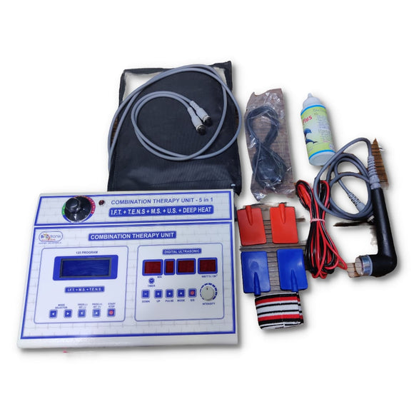 Biotronix Physiotherapy Electrotherapy Combination Therapy 5 in one IFT MS TENS Ultrasound Therapy and Deep Heat Therapy Premium Model Make in India with 2 year warranty