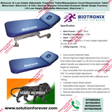 Biotronix Hi Low Height Adjustable Treatment Table/Manipulation Couch/Examination Table Motorized ( Electrical ) 2 fold ( Section )Remote Controlled Basic Model Single Function ( Hi Low ) used in Physiotherapy and Rehabilitation Make in India