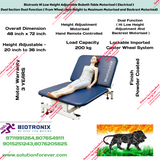 Biotronix Hi Low Height Adjustable Bobath Table Motorized ( Electrical ) Dual Section Dual Function ( From Wheel chair Height to Maximum and Backrest Adjustment Motorized ) used in Physiotherapy and Rehabilitation Adjustment Motorized )