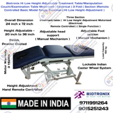 Biotronix Hi Low Height Adjustable Treatment Table/Manipulation Couch/Examination Table Motorized ( Electrical ) 3 Fold ( Section )Remote Controlled Basic Model Single Function ( Hi Low Height Adjustment ) used in Physiotherapy and Rehabilitation