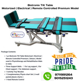 Biotronix Tilt Table Motorized ( Electrical ) Remote Controlled Premium Model used in Physiotherapy and Rehabilitation Make in India with 3 Year Motor Warranty