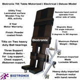 Biotronix Tilt Table Motorized ( Electrical ) Remote Controlled Premium Model used in Physiotherapy and Rehabilitation Make in India with 3 Year Motor Warranty