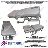 Biotronix Hi Low Height Adjustable Treatment Table/Manipulation Couch/Examination Table Motorized ( Electrical ) 2 fold ( Section )Remote Controlled Premium Model Dual Function ( Hi Low  and Remote Controlled Backrest Adjustment ) used in Physiotherapy