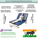 Biotronix Hi Low Height Adjustable Bobath Table Motorized ( Electrical ) Dual Section Dual Function ( From Wheel chair Height to Maximum and Backrest Adjustment Motorized ) used in Physiotherapy and Rehabilitation Adjustment Motorized )