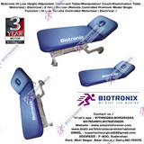 Biotronix Hi Low Height Adjustable Treatment Table/Manipulation Couch/Examination Table Motorized ( Electrical ) 2 fold ( Section )Remote Controlled Basic Model Single Function ( Hi Low ) used in Physiotherapy and Rehabilitation Make in India