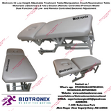 Biotronix Hi Low Height Adjustable Treatment Table/Manipulation Couch/Examination Table Motorized ( Electrical ) 2 fold ( Section )Remote Controlled Premium Model Dual Function ( Hi Low  and Remote Controlled Backrest Adjustment ) used in Physiotherapy