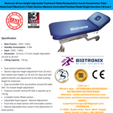 Biotronix Hi Low Height Adjustable Treatment Table/Manipulation Couch/Examination Table Motorized ( Electrical ) 2 fold ( Section )Remote Controlled Basic Model Single Function ( Hi Low ) used in Physiotherapy and Rehabilitation Make in India