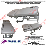 Biotronix Hi Low Height Adjustable Treatment Table/Manipulation Couch/Examination Table Motorized ( Electrical ) 2 fold ( Section )Remote Controlled Premium Model Dual Function ( Hi Low  and Remote Controlled Backrest Adjustment ) used in Physiotherapy