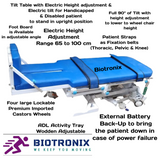 Biotronix Hi Low Height Adjustable Tilt Table Motorized ( Electrical ) Remote Controlled Premium Model used in Physiotherapy and Rehabilitation Make in India with 3 Year Motor Warranty