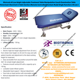 Biotronix Hi Low Height Adjustable Treatment Table/Manipulation Couch/Examination Table Motorized ( Electrical ) 2 fold ( Section )Remote Controlled Basic Model Single Function ( Hi Low ) used in Physiotherapy and Rehabilitation Make in India