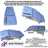 Biotronix Hi Low Traction Table Motorized ( Electrical ) Remote Controlled Deluxe Model Dual Function ( Hi Low Height Adjustable and Head Rest Remote Controlled  )  used in Physiotherapy and Rehabilitation Make in India 3 Year Motor warranty
