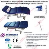 Biotronix Hi Low Height Adjustable Traction Table Motorized ( Electrical ) Remote Controlled Basic Model Single Function ( Hi Low )  used in Physiotherapy and Rehabilitation Make in India with 3 Year Motor Warranty