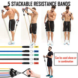 Biotronix Exercise Resistance Tubing Set (11pcs), Exercise Tubings ( 5 pc )  with Door Anchor, Handles, Waterproof Carry Bag, Legs Ankle Straps for Resistance Training, Physical Therapy, Home Workouts