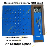 Biotronix Finger Dexterity TEST Board 100 pins with 2 Tweezers Occupational Therapy