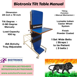 Biotronix Tilt Table Manual Model used in Physiotherapy and Rehabilitation Make in India