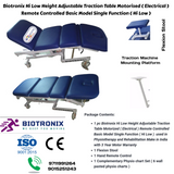 Biotronix Hi Low Height Adjustable Traction Table Motorized ( Electrical ) Remote Controlled Basic Model Single Function ( Hi Low )  used in Physiotherapy and Rehabilitation Make in India with 3 Year Motor Warranty