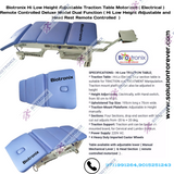 Biotronix Hi Low Height Adjustable Traction Table Motorized ( Electrical ) Remote Controlled Basic Model Single Function ( Hi Low )  used in Physiotherapy and Rehabilitation Make in India with 3 Year Motor Warranty