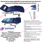 Biotronix Hi Low Height Adjustable Traction Table Motorized ( Electrical ) Remote Controlled Basic Model Single Function ( Hi Low )  used in Physiotherapy and Rehabilitation Make in India with 3 Year Motor Warranty