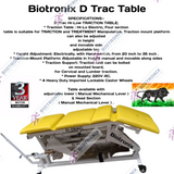 Biotronix D Trac Hi Low Height Adjustable Traction Table Motorized ( Electrical ) Remote Controlled Basic Model Single Function ( Hi Low )  used in Physiotherapy and Rehabilitation Make in India with 3 Year Motor Warranty