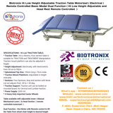 Biotronix Hi Low Traction Table Motorized ( Electrical ) Remote Controlled Deluxe Model Dual Function ( Hi Low Height Adjustable and Head Rest Remote Controlled  )  used in Physiotherapy and Rehabilitation Make in India 3 Year Motor warranty