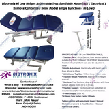 Biotronix Hi Low Height Adjustable Traction Table Motorized ( Electrical ) Remote Controlled Basic Model Single Function ( Hi Low )  used in Physiotherapy and Rehabilitation Make in India with 3 Year Motor Warranty