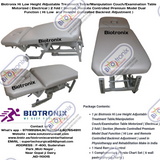 Biotronix Hi Low Height Adjustable Treatment Table/Manipulation Couch/Examination Table Motorized ( Electrical ) 2 fold ( Section )Remote Controlled Premium Model Dual Function ( Hi Low  and Remote Controlled Backrest Adjustment ) used in Physiotherapy