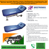 Biotronix Hi Low Height Adjustable Treatment Table/Manipulation Couch/Examination Table Motorized ( Electrical ) 2 fold ( Section )Remote Controlled Basic Model Single Function ( Hi Low ) used in Physiotherapy and Rehabilitation Make in India