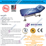 Biotronix Hi Low Height Adjustable Treatment Table/Manipulation Couch/Examination Table Motorized ( Electrical ) 2 fold ( Section )Remote Controlled Basic Model Single Function ( Hi Low ) used in Physiotherapy and Rehabilitation Make in India