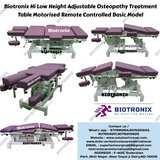 Biotronix Hi Low Height Adjustable Osteopathy Treatment Table Motorized Remote Controlled Basic Model used in Physiotherapy and Rehabilitation Make in India