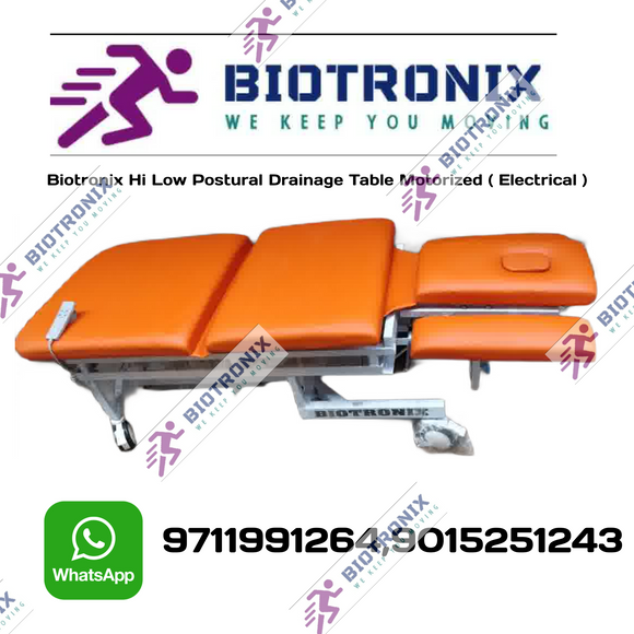 Biotronix Multi Section ( 5 Section ) HI-LOW Postural Drainage Table ( Motorized ) Electrical Dual Function ( Height Adjustable Motorized and Postural Drainage Control) used in Physiotherapy and Rehabilitation
