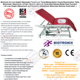 Biotronix Hi Low Height Adjustable Treatment Table/Manipulation Couch/Examination Table Motorized ( Electrical ) 3 Fold ( Section )Remote Controlled Deluxe Model Dual Function ( Hi Low Height Adjustment and Backrest Adjustment Motorized )