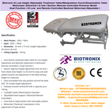 Biotronix Hi Low Height Adjustable Treatment Table/Manipulation Couch/Examination Table Motorized ( Electrical ) 2 fold ( Section )Remote Controlled Premium Model Dual Function ( Hi Low  and Remote Controlled Backrest Adjustment ) used in Physiotherapy