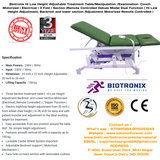 Biotronix Hi Low Height Adjustable Treatment Table/Manipulation Couch/Examination Table Motorized ( Electrical )3 Fold( Section )Remote Controlled Super Deluxe Model Triple Function ( Hi Low Height Adjustment,Backrest and Lower Section Motorized)