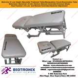 Biotronix Hi Low Height Adjustable Treatment Table/Manipulation Couch/Examination Table Motorized ( Electrical ) 2 fold ( Section )Remote Controlled Premium Model Dual Function ( Hi Low  and Remote Controlled Backrest Adjustment ) used in Physiotherapy
