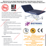 ﻿﻿Biotronix Hi Low Height Adjustable Bobath Table Motorized ( Electrical ) Dual Section Single Function ( From Wheel chair Height to Maximum Motorized )  used in Physiotherapy and Rehabilitation