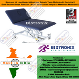 ﻿﻿Biotronix Hi Low Height Adjustable Bobath Table Motorized ( Electrical ) Dual Section Single Function ( From Wheel chair Height to Maximum Motorized )  used in Physiotherapy and Rehabilitation